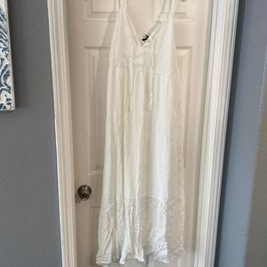 White side zip woven maxi dress